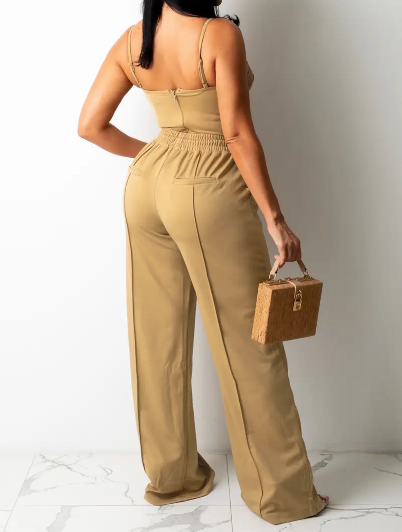 Women’s Strapless Set – Bodysuit & Wide-Leg Pants