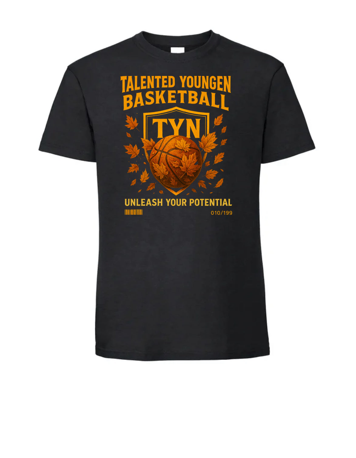 TYN “Maple Court” Black T-Shirt – Autumn Basketball Graphic