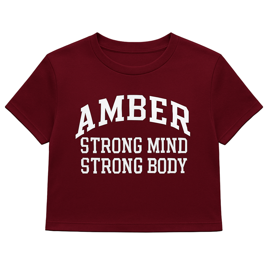 Amber “Strong Mind Strong Body” Tee – Burgundy