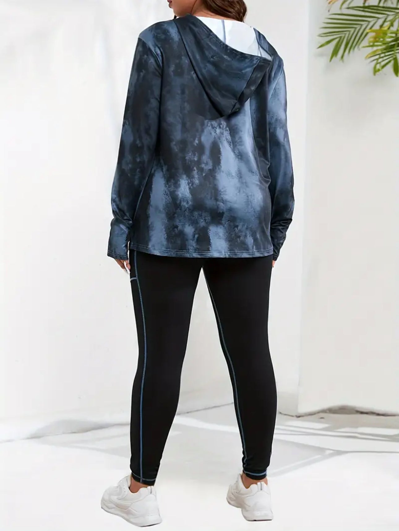 TYN Plus Size Women’s Sport Set – Printed Hoodie & Yoga Leggings