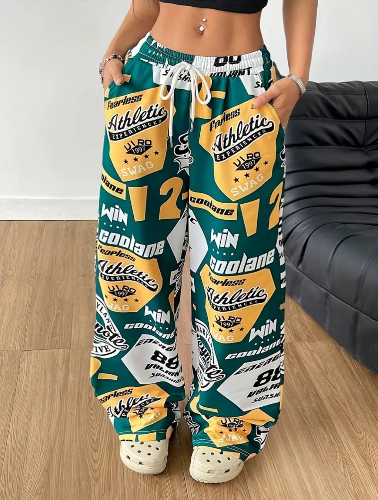 Women’s Wide-Leg Graphic Track Pants