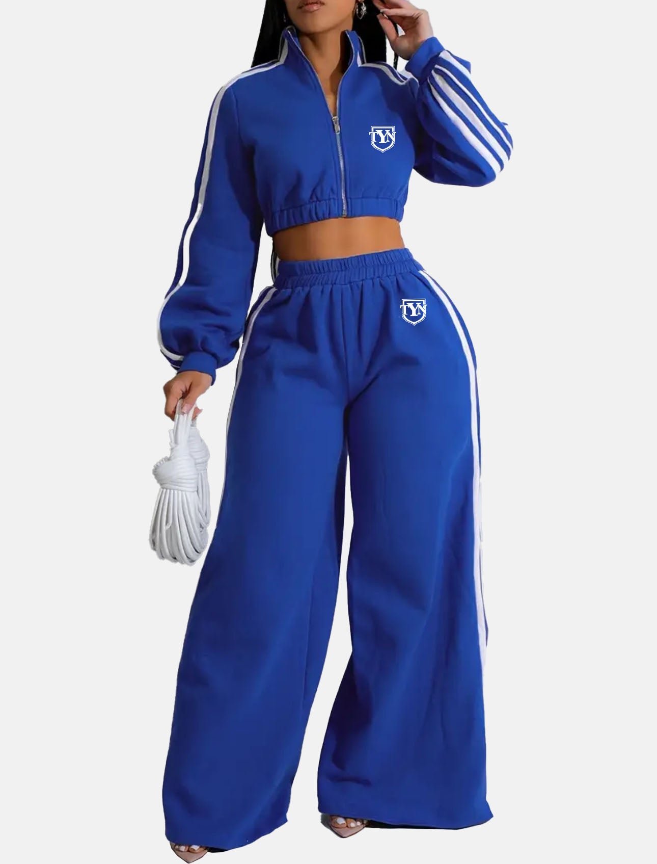TYN Women’s Striped Cozy Zip Two-Piece Set
