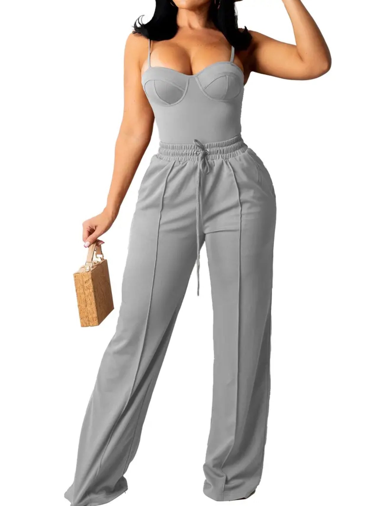 Women’s Strapless Set – Bodysuit & Wide-Leg Pants