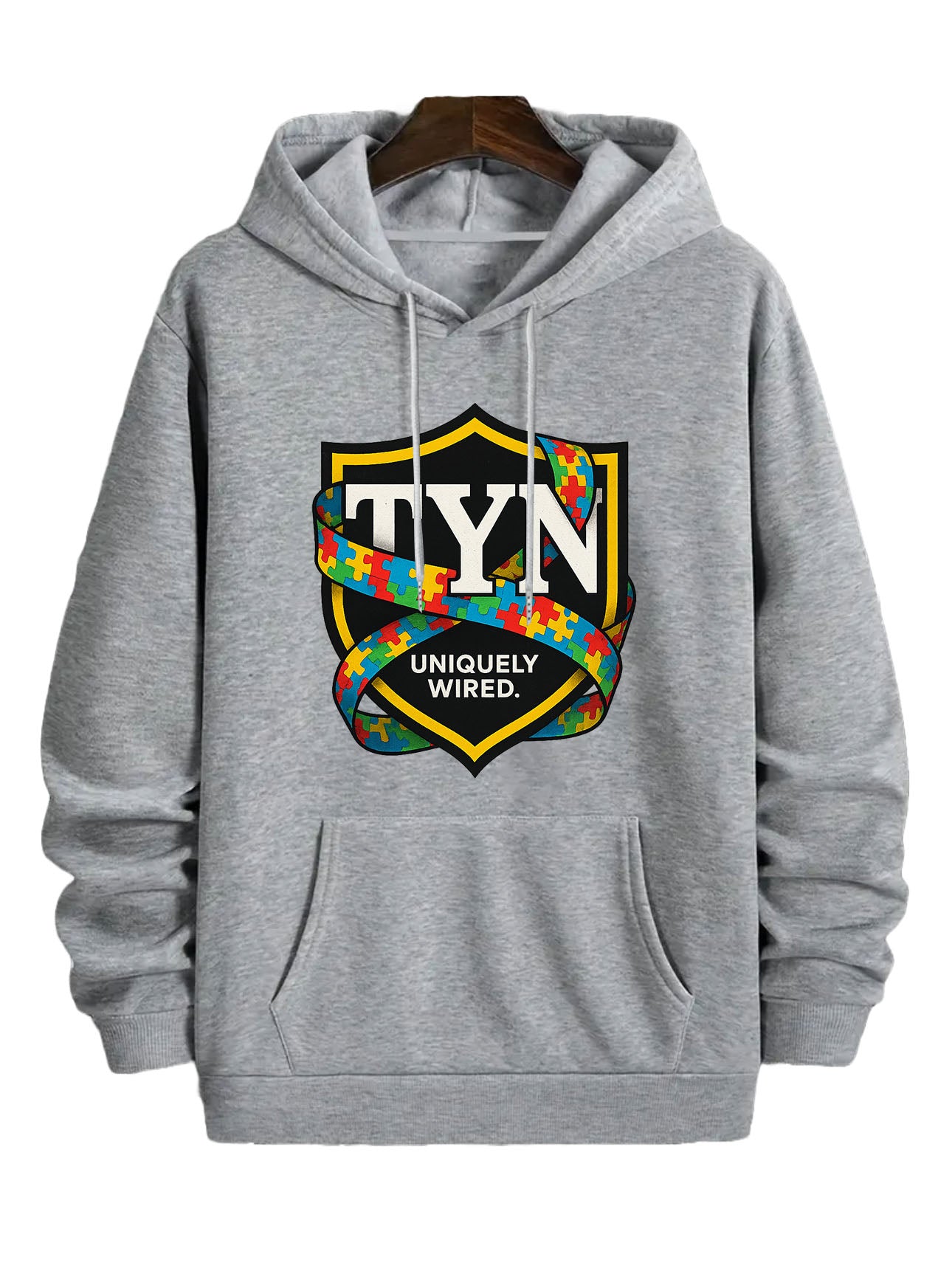 TYN “Uniquely Wired” Autism Awareness Hoodie – Grey
