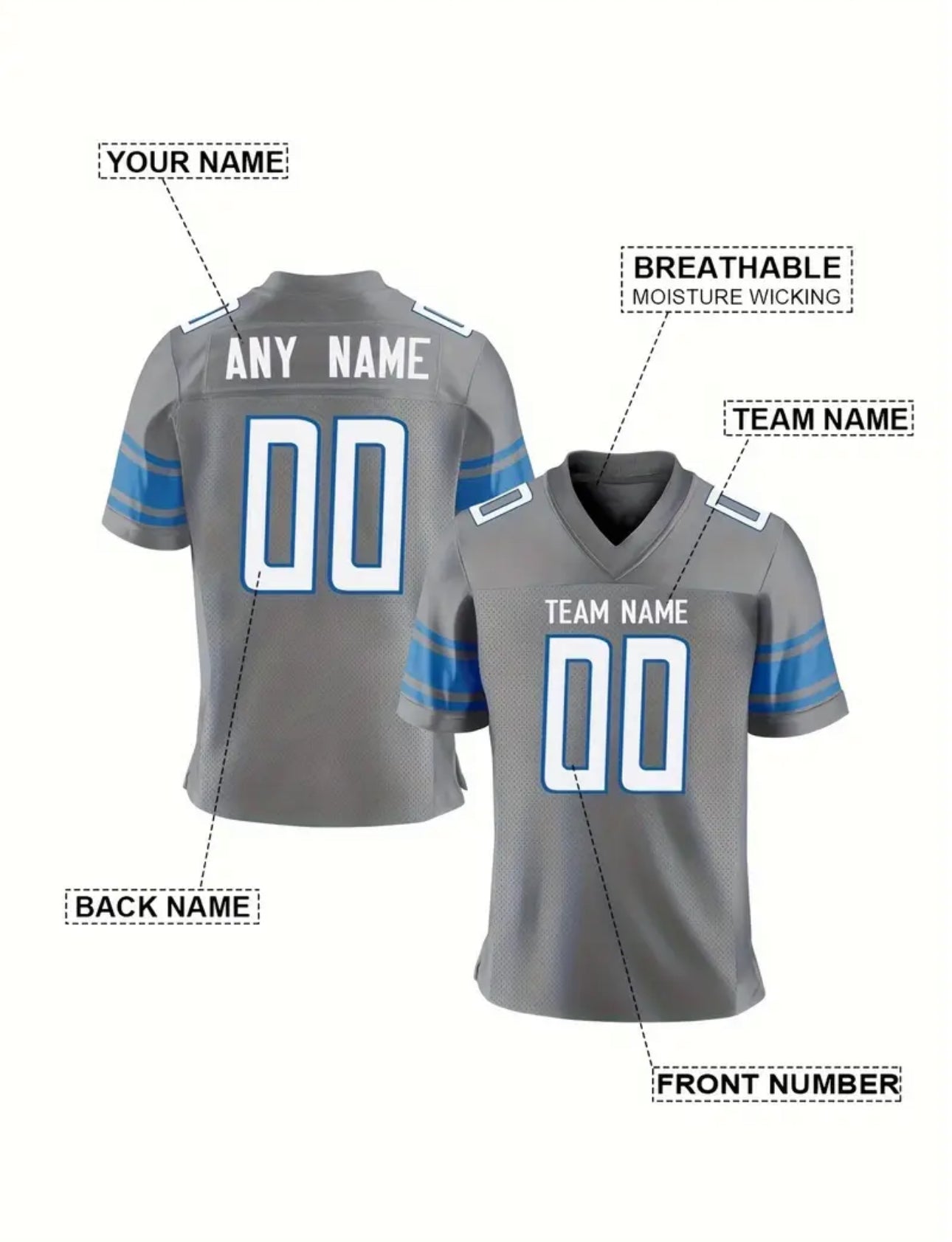 TYN Custom Lab Personalized Detroit Football Jersey