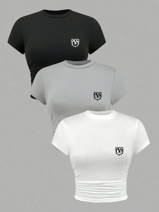 Women’s 3-Pack TYN Slim Fit T-Shirt Set – Black, White, Gray