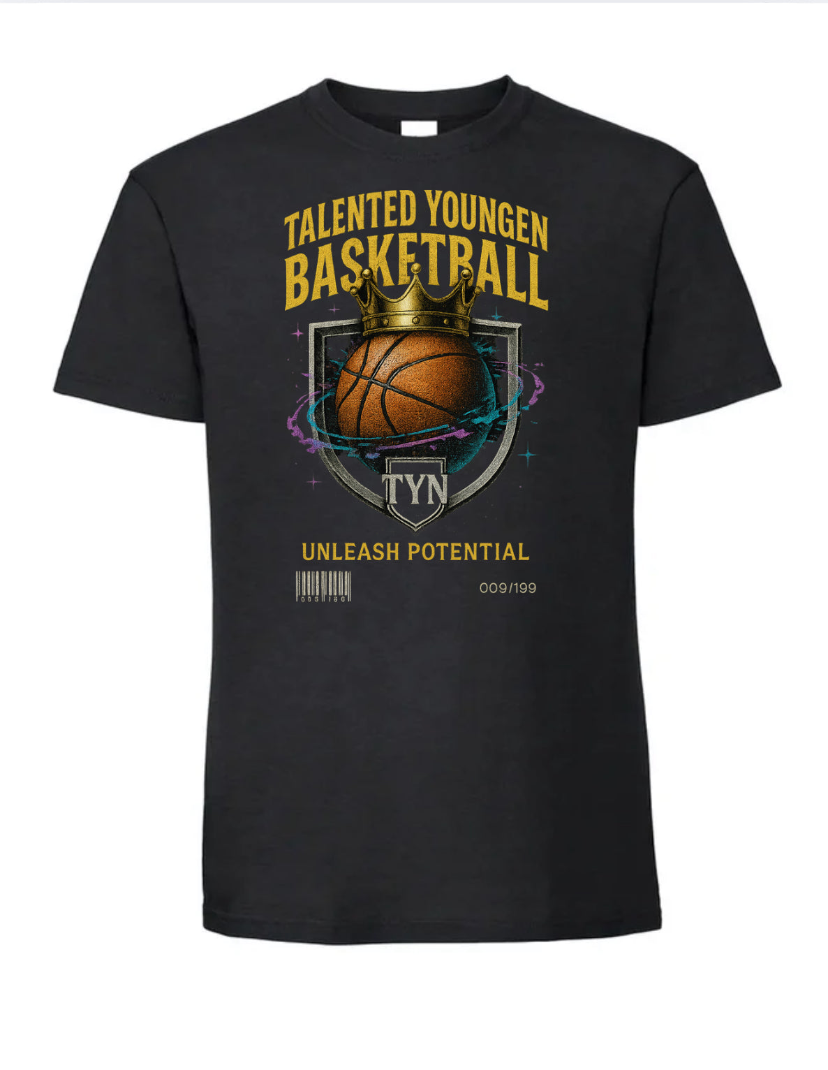 TYN “Crown the Game” Black T-Shirt – Basketball King Graphic