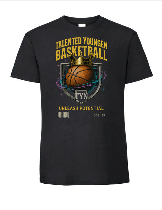 TYN “Crown the Game” Black T-Shirt – Basketball King Graphic