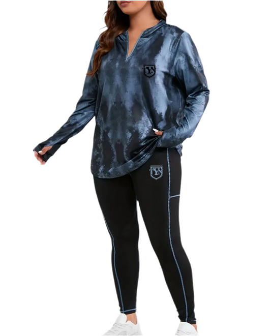 TYN Plus Size Women’s Sport Set – Printed Hoodie & Yoga Leggings