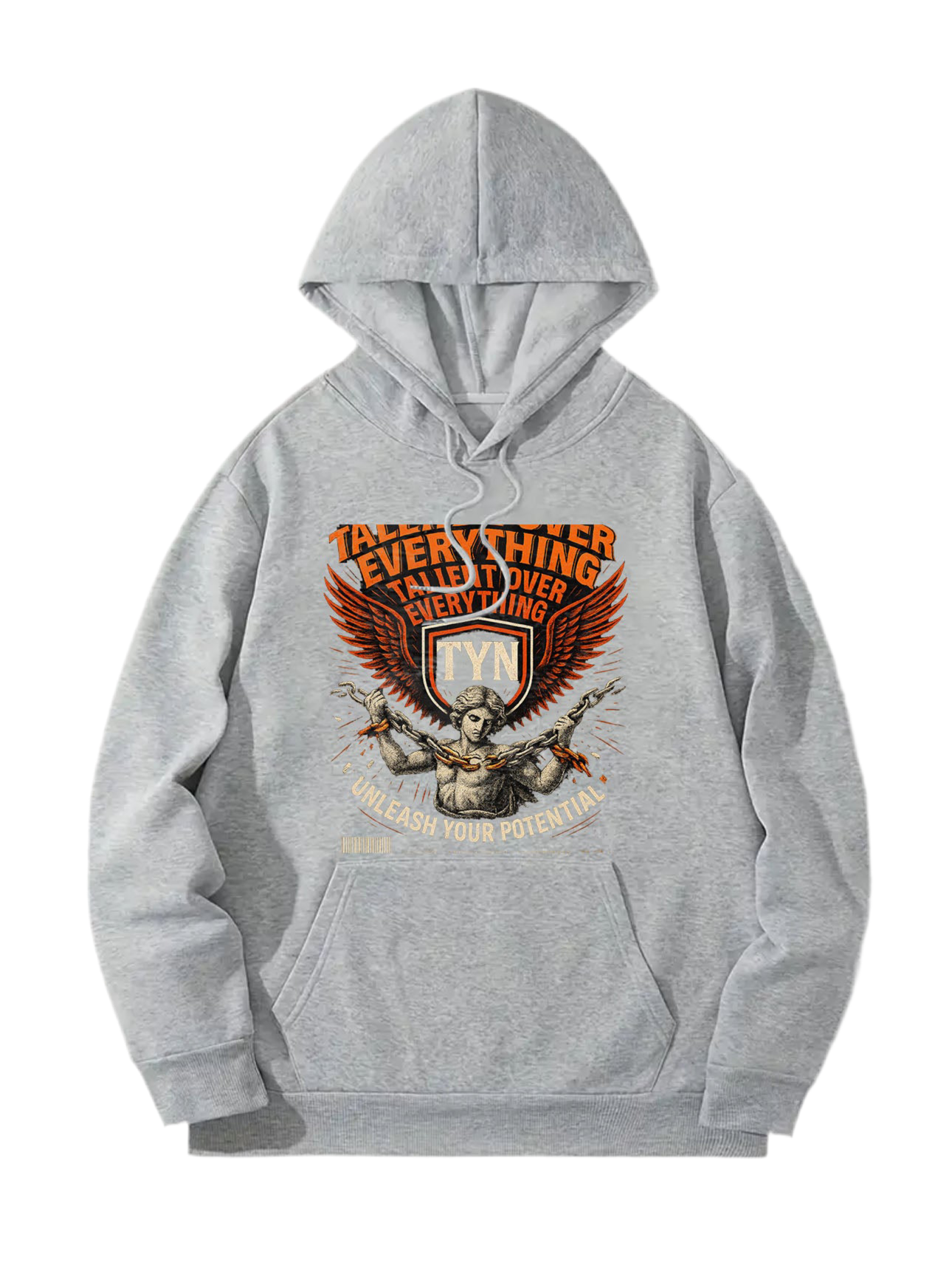 TYN “Take Over Everything” Grey Hoodie – Angel & Wings Graphic