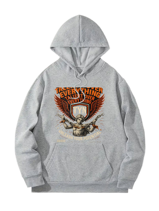 TYN “Take Over Everything” Grey Hoodie – Angel & Wings Graphic