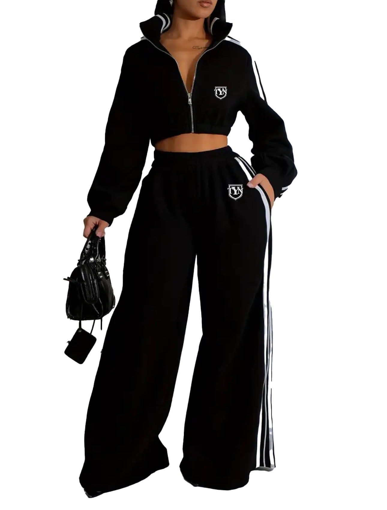 TYN Women’s Striped Cozy Zip Two-Piece Set