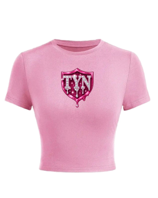 TYN Women’s Pink Diamond Drip Crop Tee