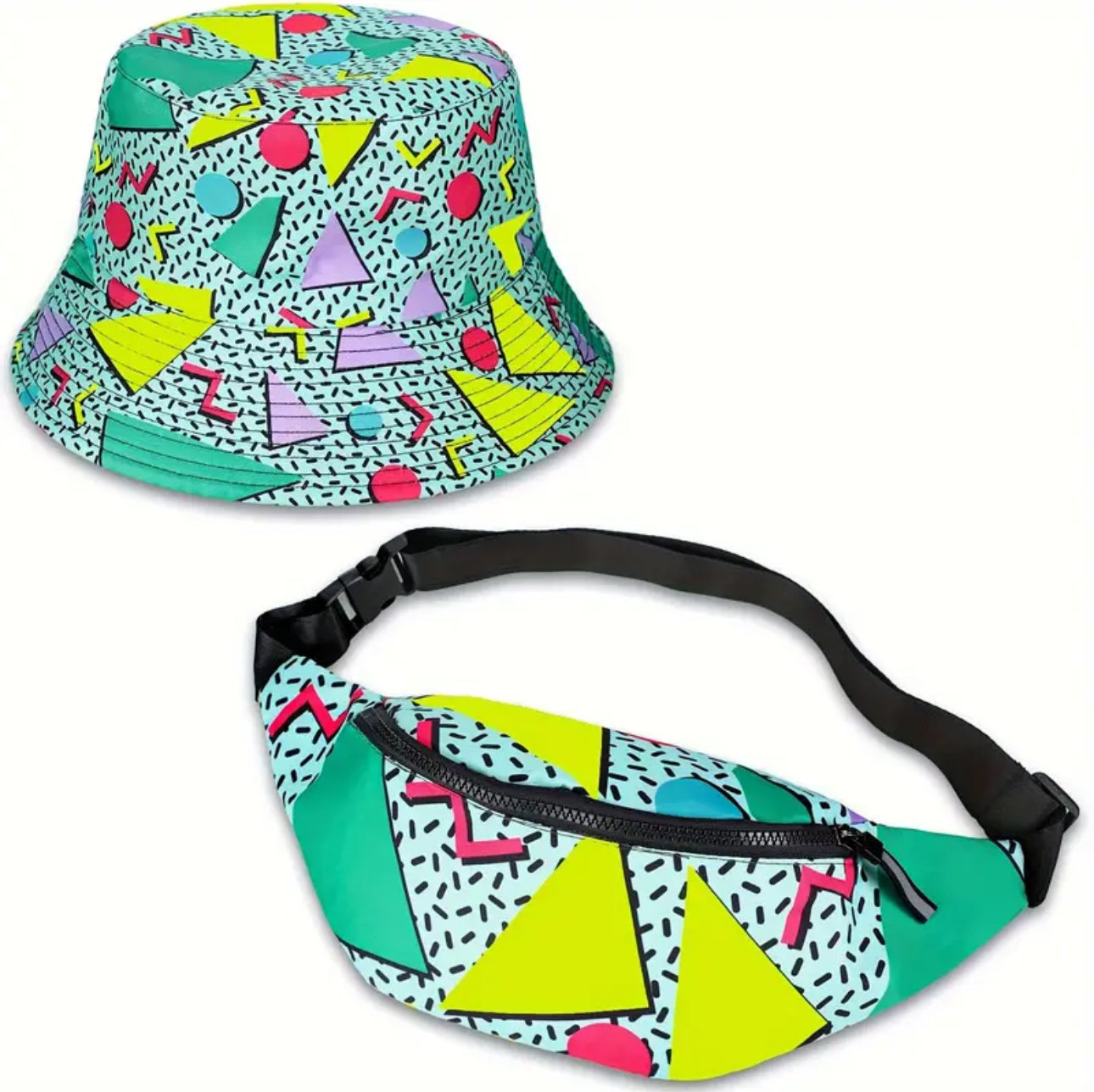 2pc 90s Bucket Hat Set + Bag – Retro Vibe
