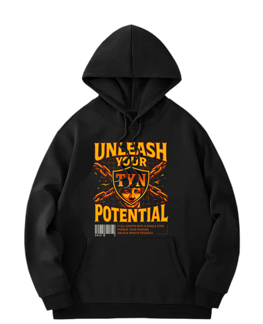 TYN “Break the Chains” Black Hoodie – Fiery Orange Graphic