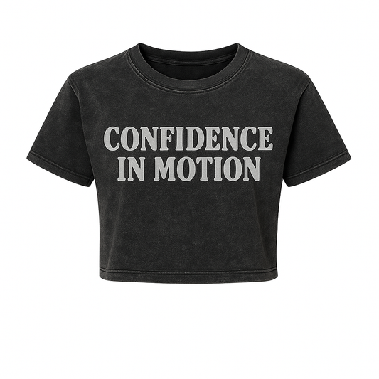 CONFIDENCE IN MOTION CROPPED WOMEN’S TEE