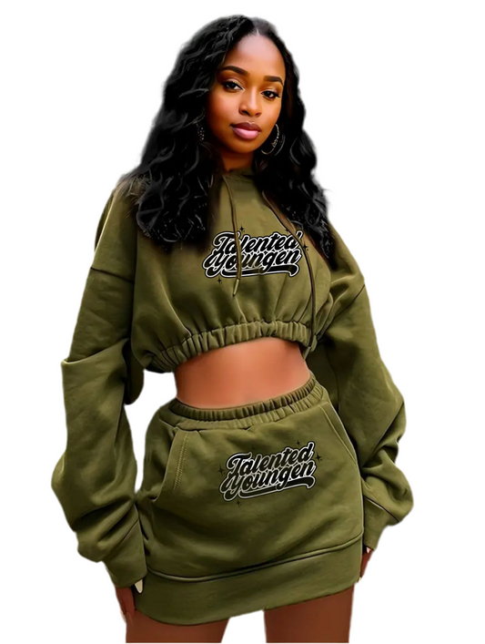 TYN Women’s Knit Top and Skirt Set | Autumn Winter Two-Piece