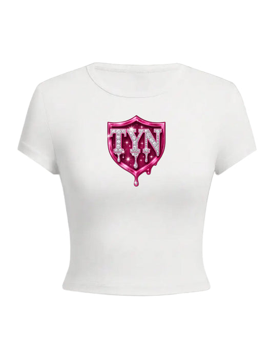 TYN Women’s Pink Diamond Drip Crop Tee