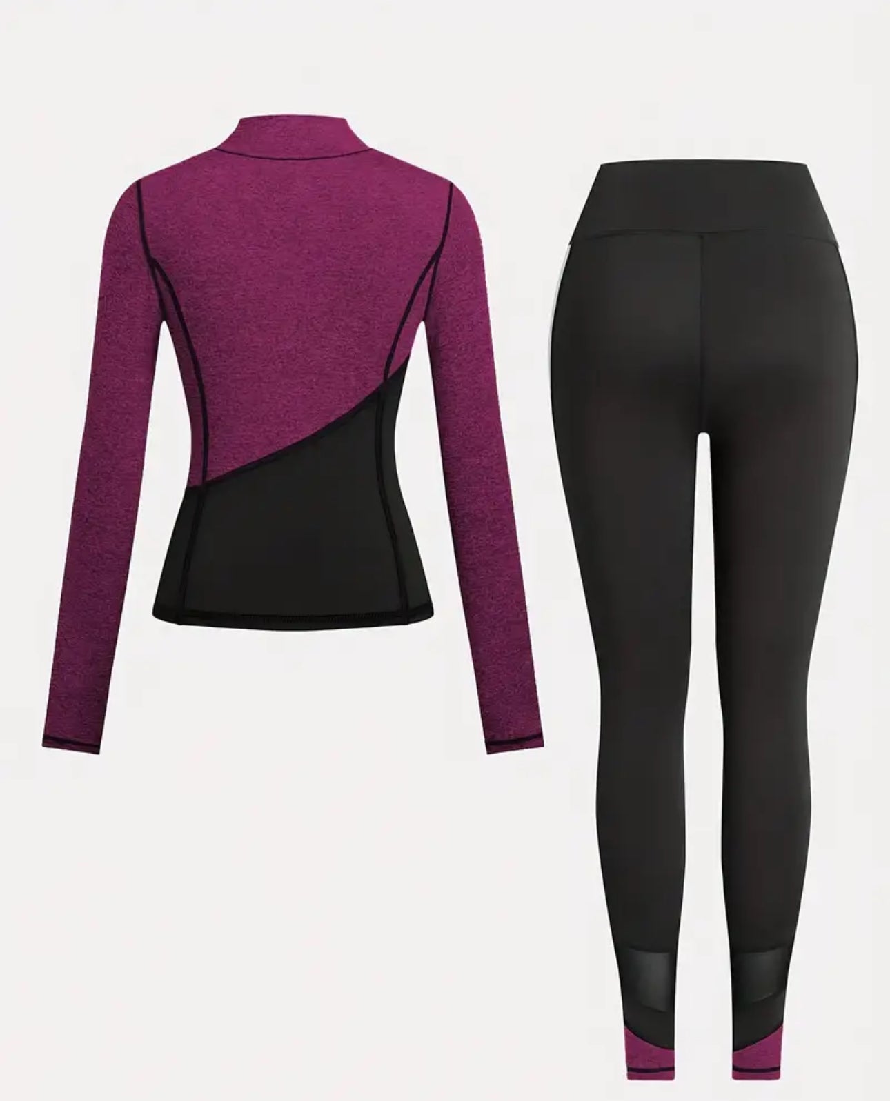 TYN Women’s Active Set – Color Block Zip Jacket & Pocket Leggings