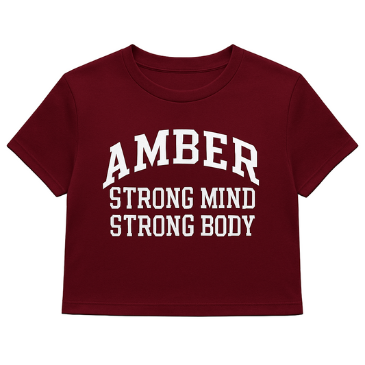 Amber “Strong Mind Strong Body” Tee – Burgundy