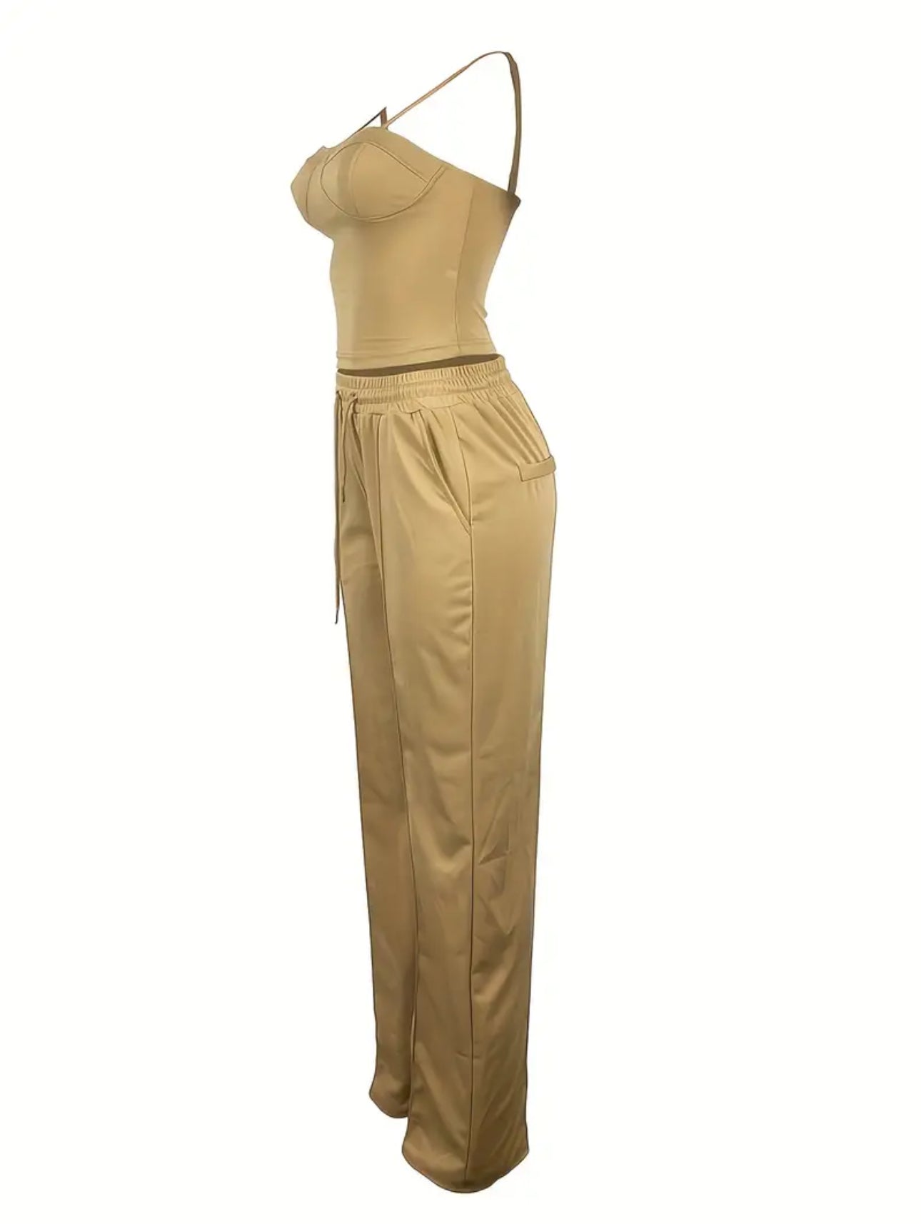 Women’s Strapless Set – Bodysuit & Wide-Leg Pants