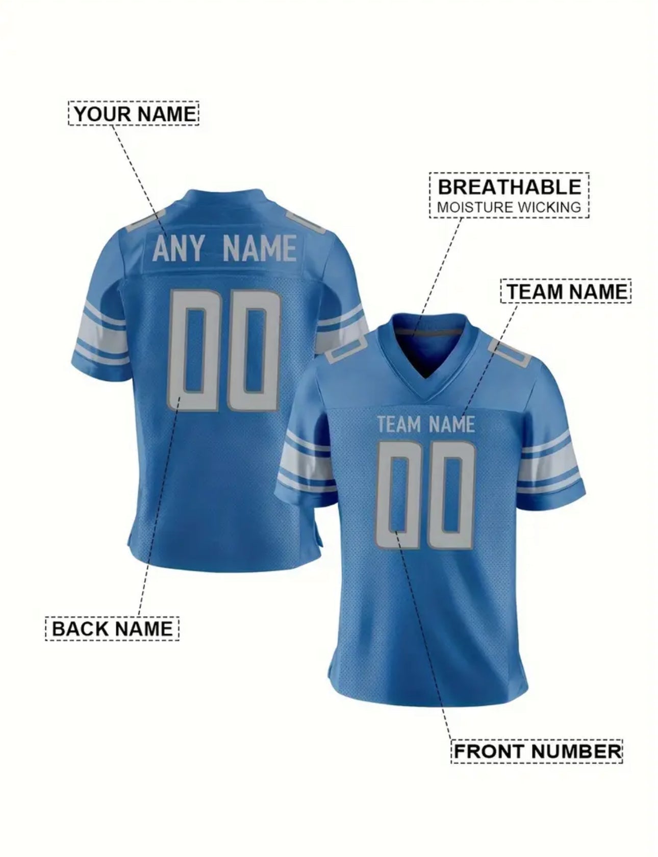TYN Custom Lab Personalized Detroit Football Jersey