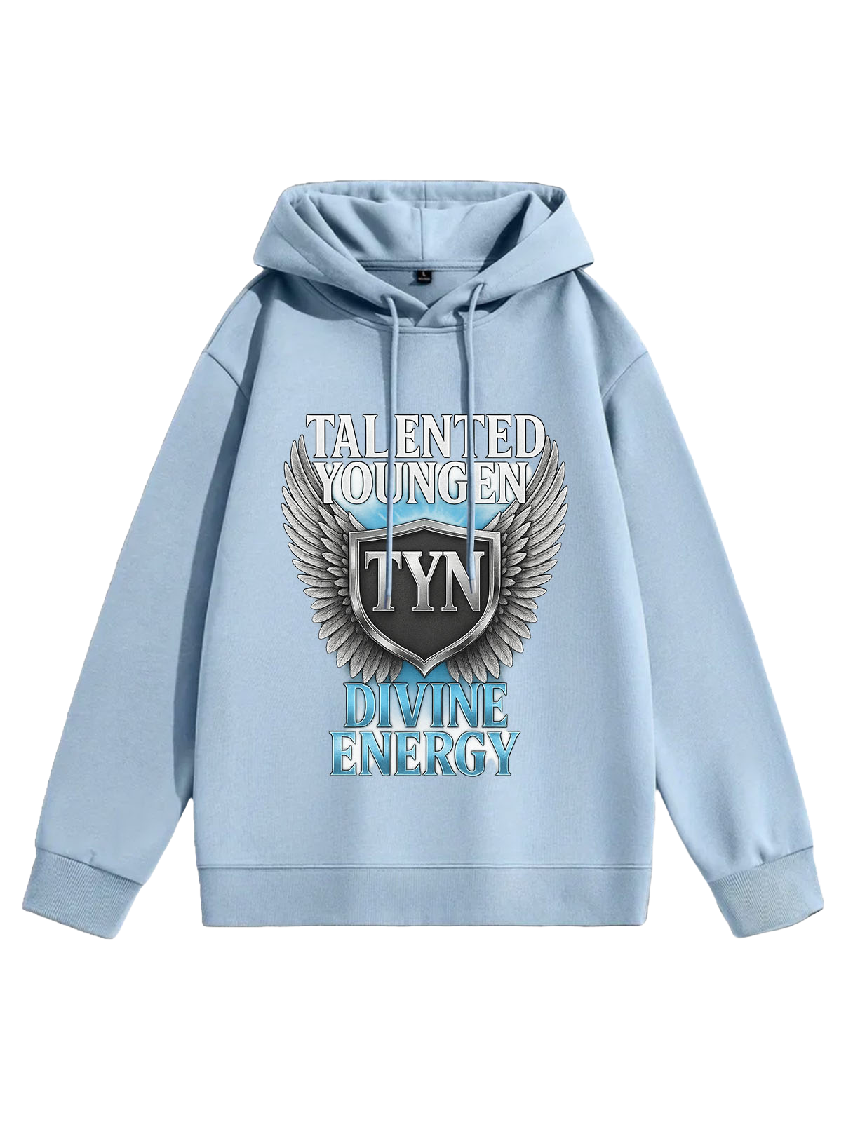TYN “Divine Energy” Hoodie – Sky Blue Edition