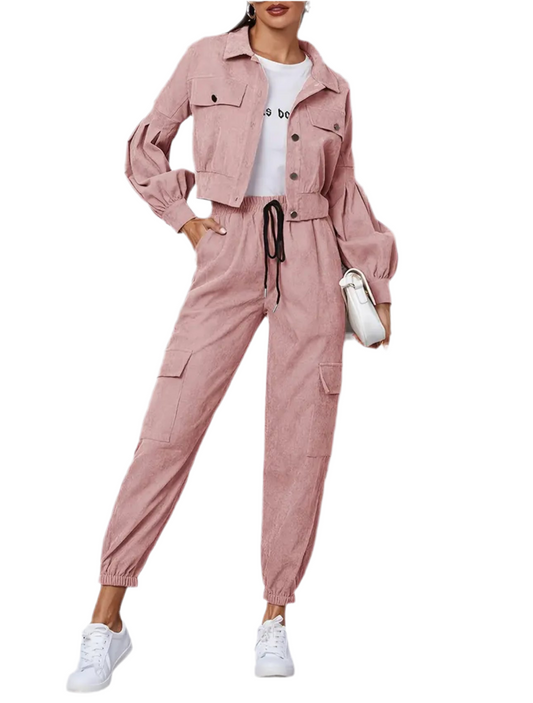Women’s Urban Cord Flap Jacket & Tie-Overall Set