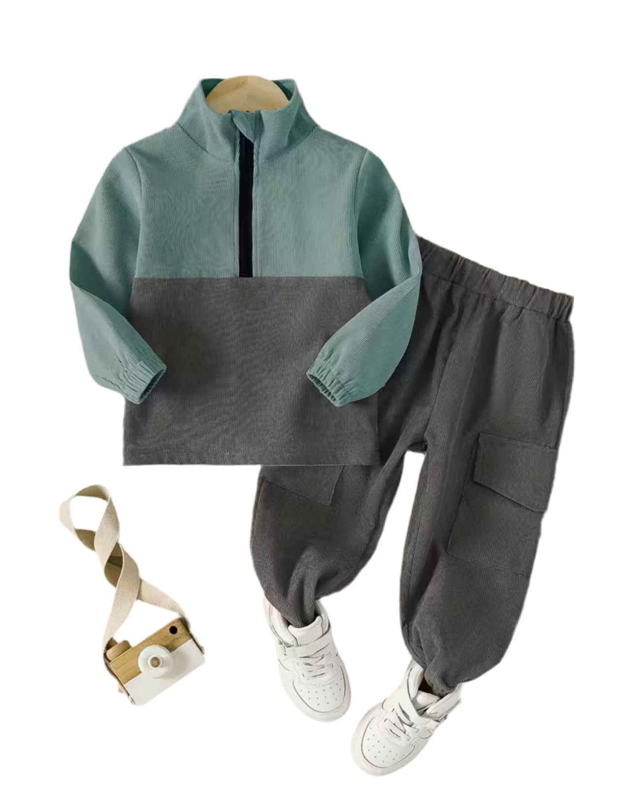 Kid’s Color Clash Corduroy Two-Piece Set