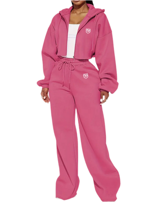 TYN Women’s Luxe Rose Red Set – Zip Hoodie & Joggers