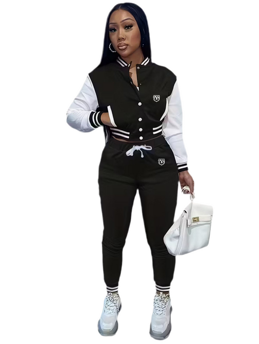 TYN Women’s Patchwork Varsity Co-Ord Set – Jacket & Bottoms