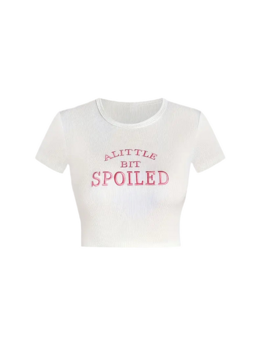 Embroidered Letter Crop Tee – Women’s Casual Fit
