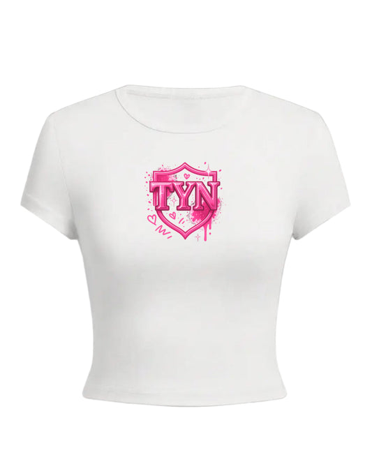 TYN Women’s Pink Graffiti Heart Crop Top