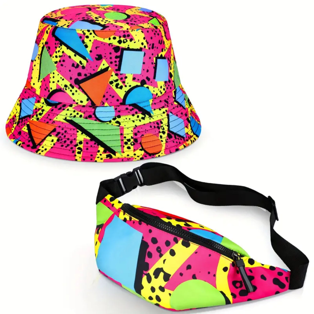 2pc 90s Bucket Hat Set + Bag – Retro Vibe