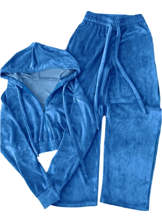 Women’s Plush Blue Loungewear Set