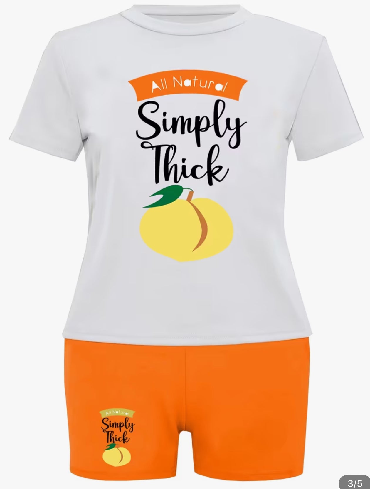 Plus Size Letter Print Two-Piece Set – Tee & Shorts