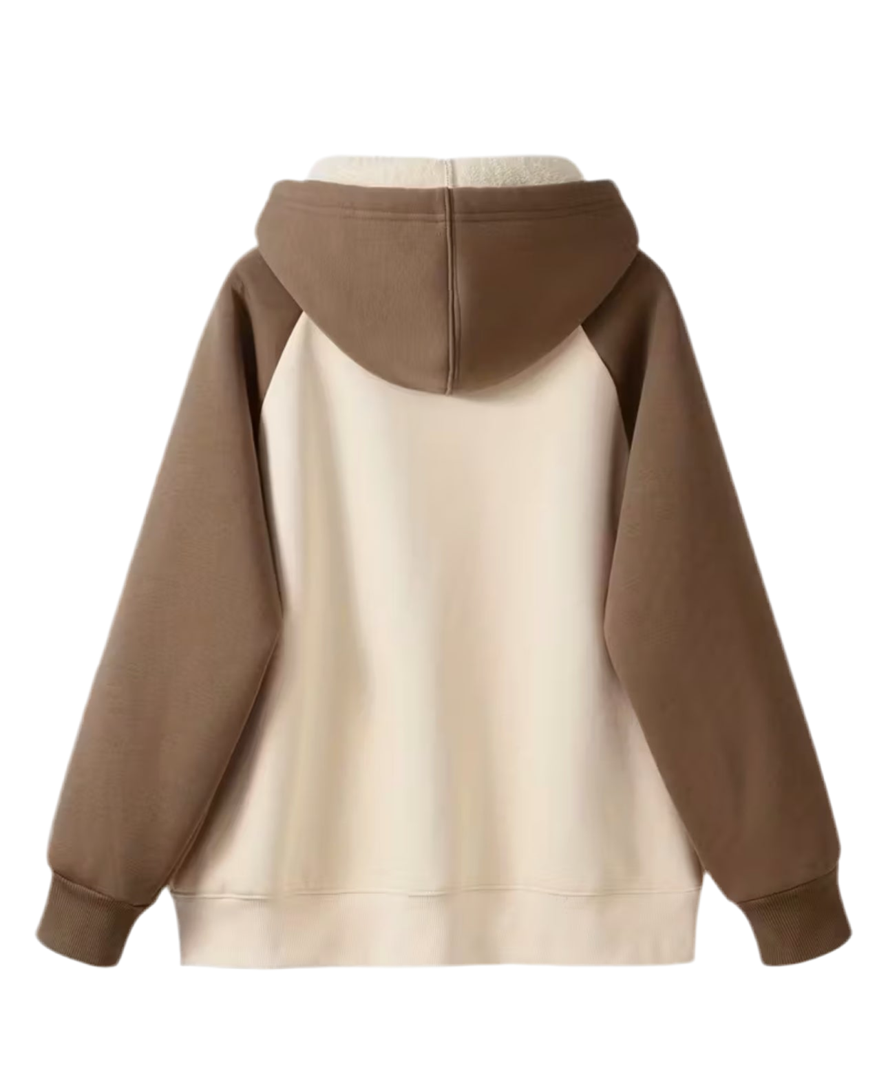 TYN Women’s Sherpa Fleece Zip Hoodie – Cream & Mocha