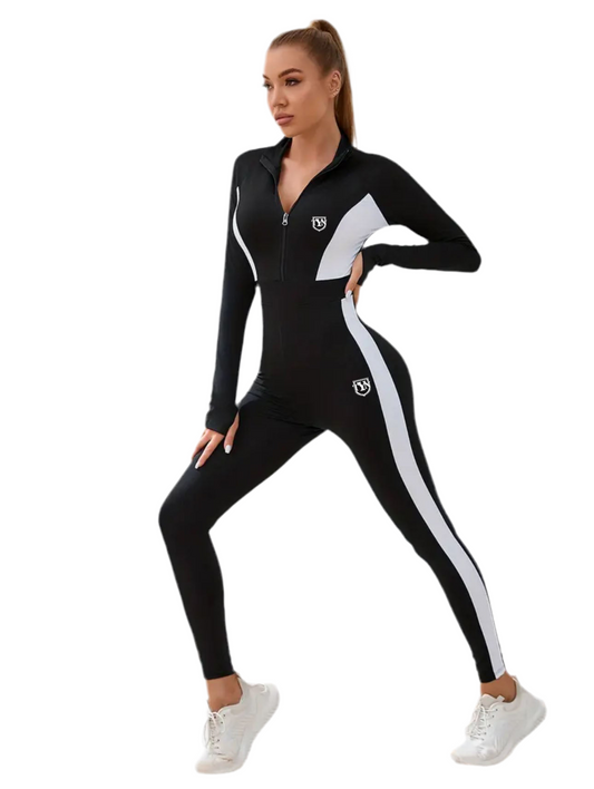 Women’s Contrast Zip Jumpsuit – Long Sleeve Activewear | TYN
