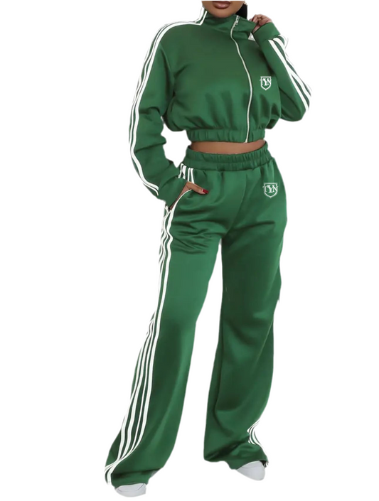 TYN Women’s Striped Cozy Zip Two-Piece Set