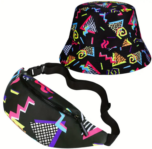 2pc 90s Bucket Hat Set + Bag – Retro Vibe