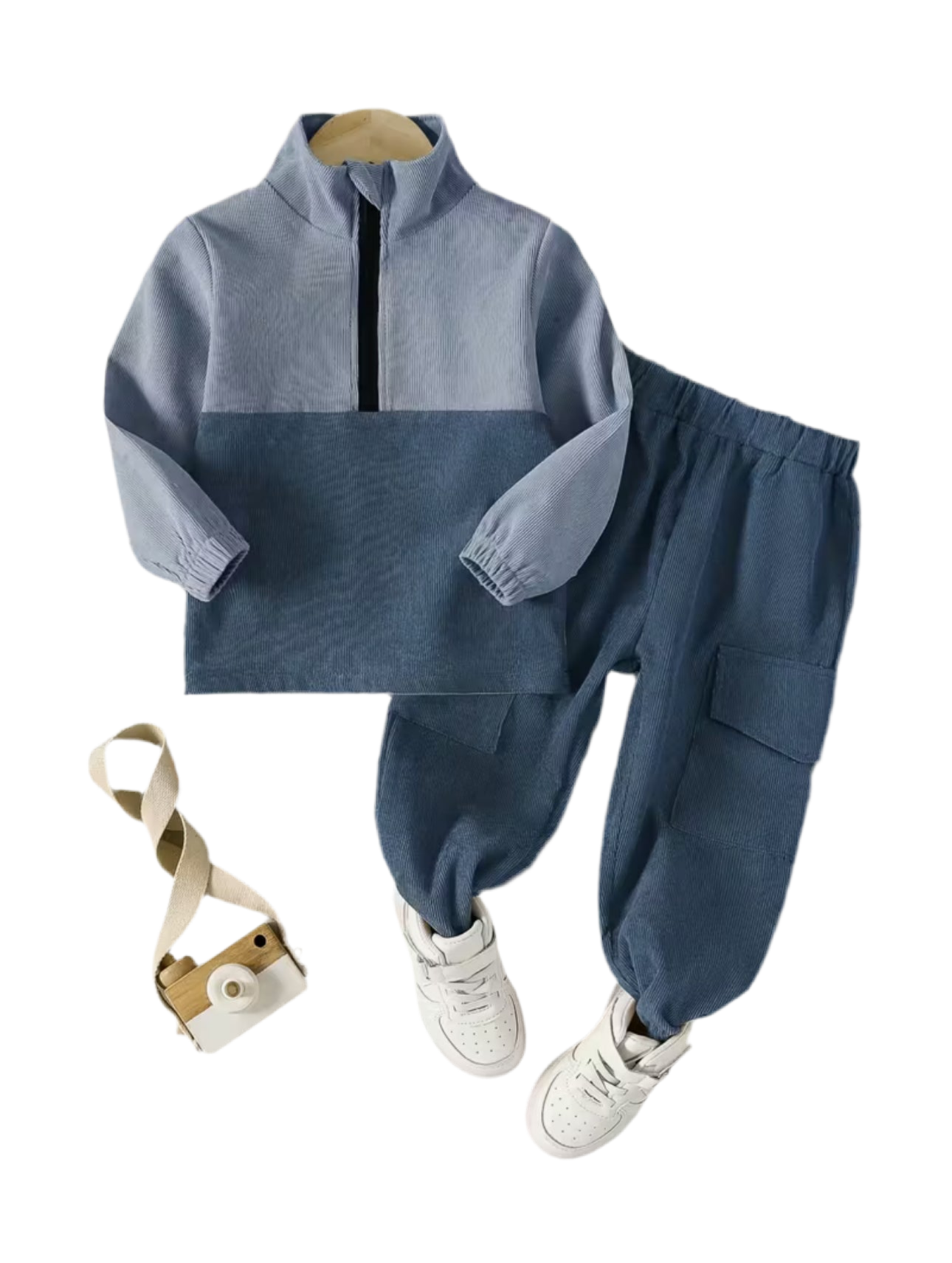 Kid’s Color Clash Corduroy Two-Piece Set
