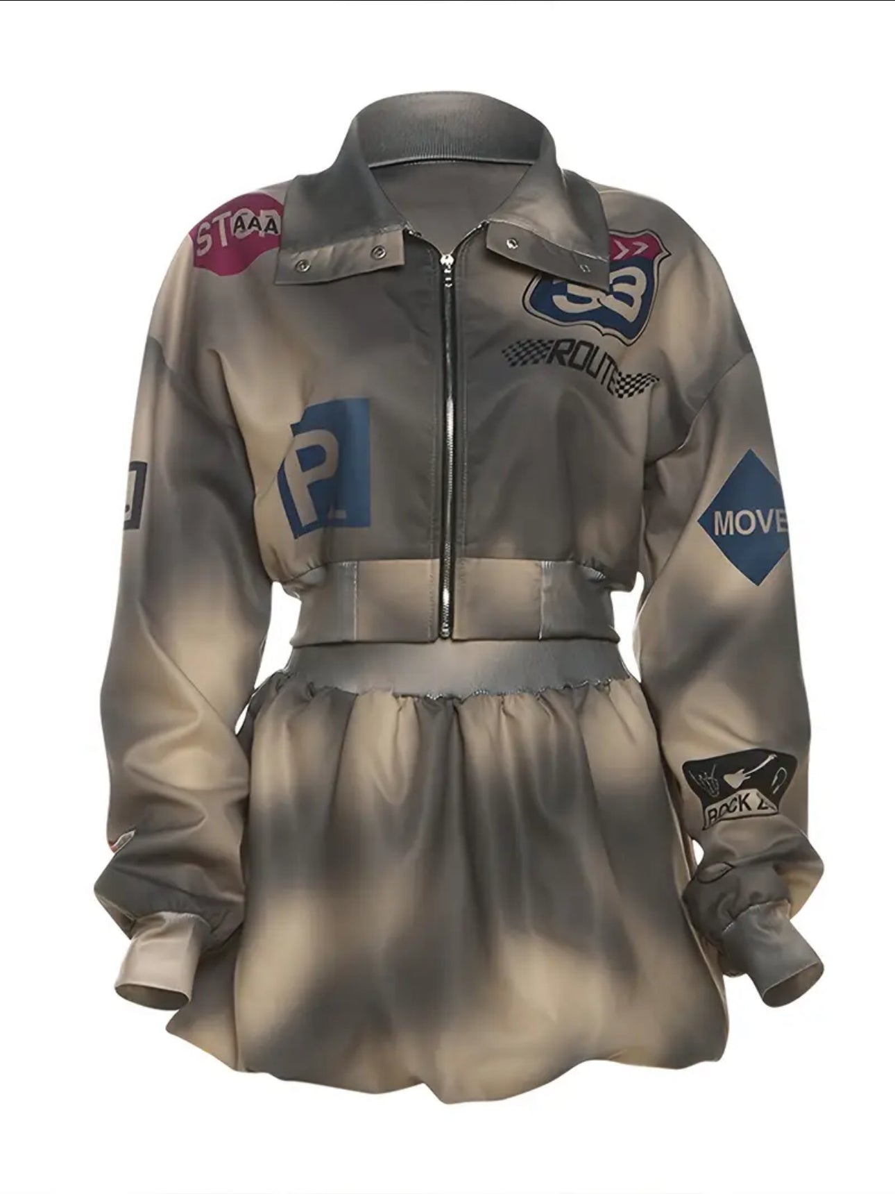 Women’s EdgeSet – Streetwear Zip Jacket & Skirt Duo